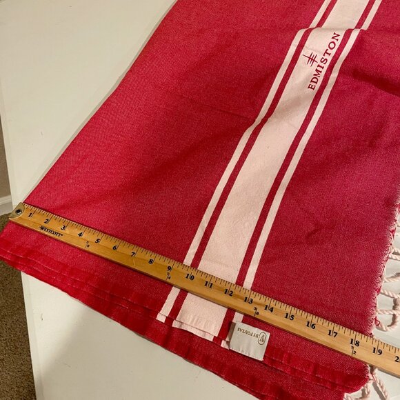 By Foutas Edmiston Red Rectangle Scarf Fringe Trim Lightweight Wrap Shawl - Picture 6 of 6